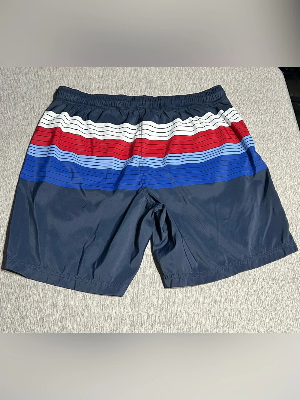 Nautica Navy Swim Shorts with Red, White & Blue Stripes